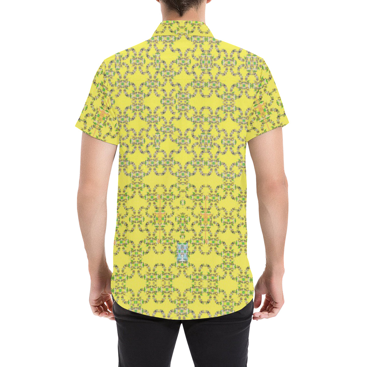POLYANIMA YELLOW Men's All Over Print Short Sleeve Shirt (Model T53)