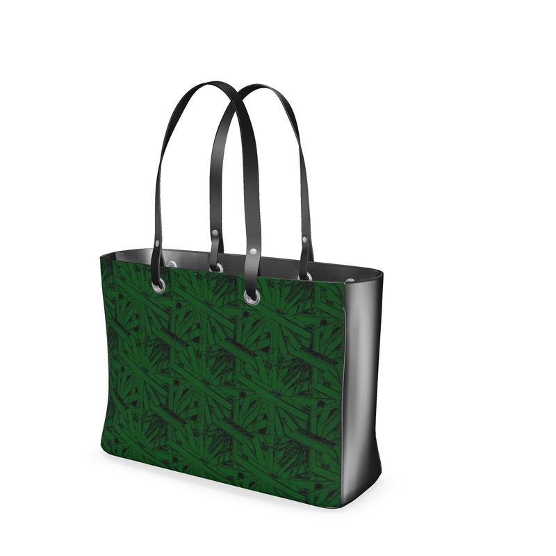 Ticking K Forest Green Tote