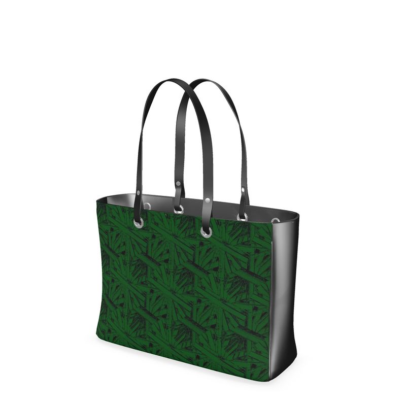 Ticking K Forest Green Tote