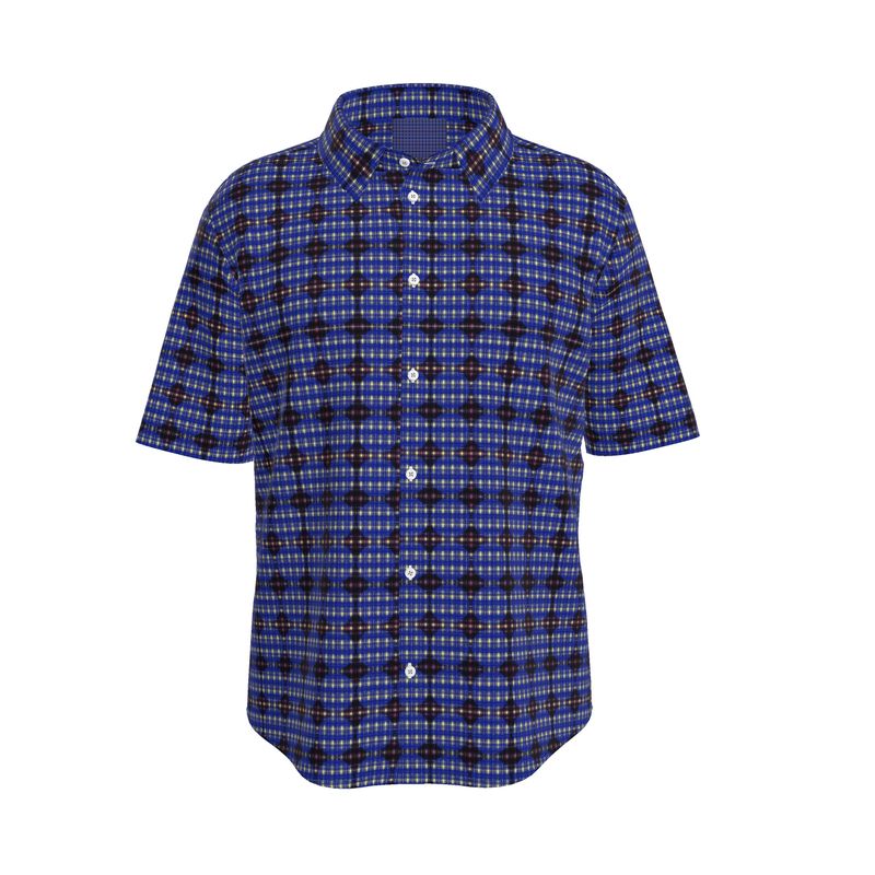 Plaides BlueNavy Short Sleeved Shirt (fabric options)