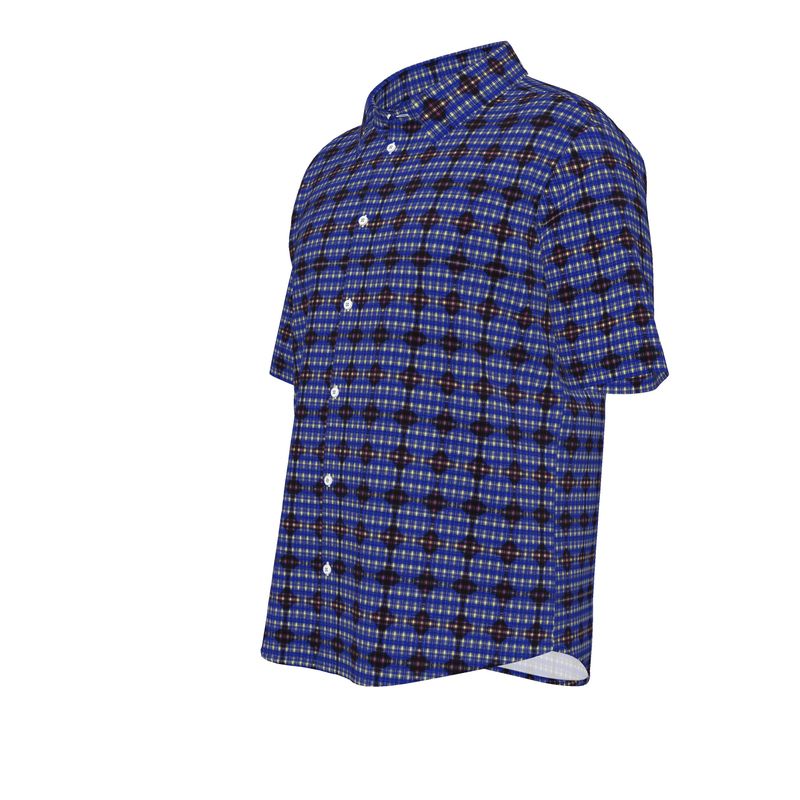 Plaides BlueNavy Short Sleeved Shirt (fabric options)