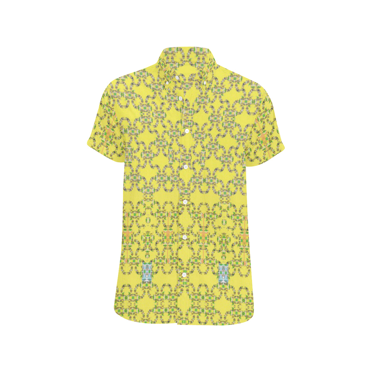 POLYANIMA YELLOW Men's All Over Print Short Sleeve Shirt (Model T53)