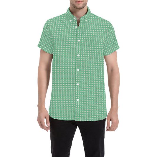 PLAIDES  GREEN CHECKS Men's All Over Print Short Sleeve Shirt (Model T53)