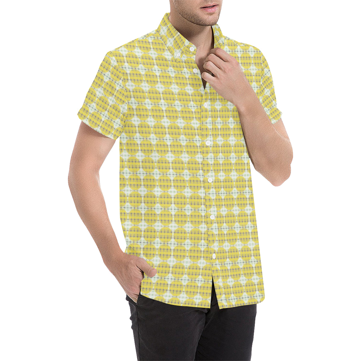 PLAIDES YELLOW Men's All Over Print Short Sleeve Shirt (Model T53)