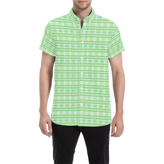 PLAIDES  GREEN  Men's All Over Print Short Sleeve Shirt (Model T53)